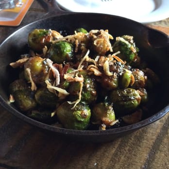 Foundry Kitchen and Tavern - Brussel sprouts with miso butter, edamame, and fried shallots - New American Near Me - Sandy Hook, Connecticut Foundry Kitchen and Tavern - Brussel sprouts with miso butter, edamame, and fried shallots - New American Near Me - Sandy Hook, Connecticut