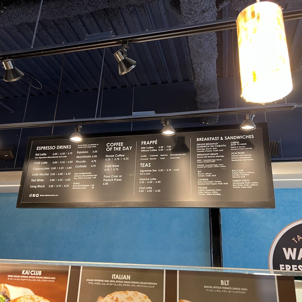 Kai Coffee - menu 5/2022 - Creperies Near Me - Honolulu, Hawaii Kai Coffee - menu 5/2022 - Creperies Near Me - Honolulu, Hawaii