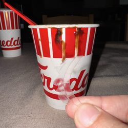 Freddy's Frozen Custard & Steakburgers - Found this plastic while eating my Custard, it could've been dangerous.. Tried calling they won't answer.