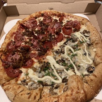 Mellow Mushroom Durbin Park - Large pizza half Mighty Meaty and half Holy Shiitake. - Pizza Near Me - St. Johns, Florida