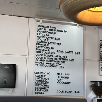 Coco Bloom Coffee - Drink Menu (March 2026) - Coffee & Tea Near Me - Dana Point, California