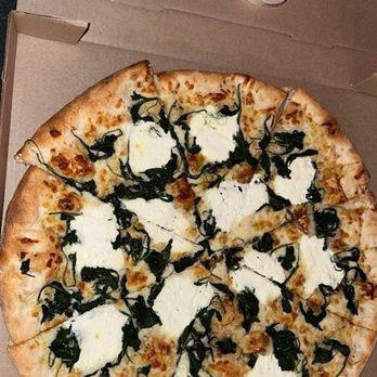 Home Slice Pizza - #2 White Pie with Spinach - Medium - Pizza Near Me - Austin, Texas