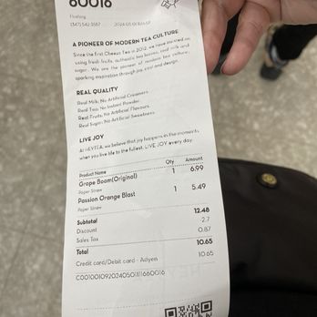 Heytea - Receipt with buy one get one 50% off - Bubble Tea Near Me - Flushing, New York