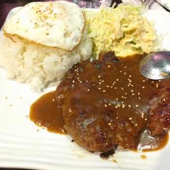 K-Towne 88 - Hambap (ground beef & pork patty with gravy) with rice & egg - Korean Near Me - Rancho Cucamonga, California