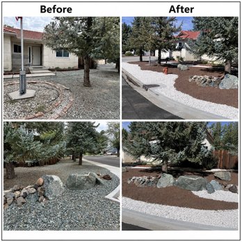 Battle Born Landscaping - Before and after photos of the front and side yard. - Landscaping Near Me