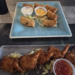 Coconut shrimp and philly cheesesteak eggrolls Coconut shrimp and philly cheesesteak eggrolls