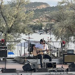 Casper Boat Club - Zack Scott in concert. With the lake in the background.
