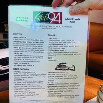 Steele 94 Restaurant Bar - Menu - Mexican Near Me - Spring Valley, California Steele 94 Restaurant Bar - Menu - Mexican Near Me - Spring Valley, California