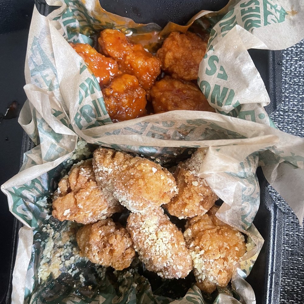 Garlic parm and mango habanero wings Garlic parm and mango habanero wings