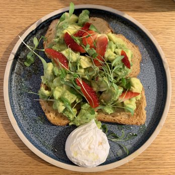 Farm Girl - Avacodo toast with a poached egg on gluten free bread. - Cafes Near Me - London, XGL Farm Girl - Avacodo toast with a poached egg on gluten free bread. - Cafes Near Me - London, XGL