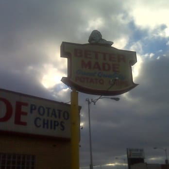 Better Made Potato Chips - Better Made Sign outside factory - Specialty Food Near Me - Detroit, Michigan Better Made Potato Chips - Better Made Sign outside factory - Specialty Food Near Me - Detroit, Michigan