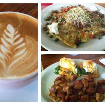 Cenote - Cute leaf on a very poorly foamed cap, under cooked omelette, decent kale Benedict. - Coffee & Tea Near Me - Austin, Texas