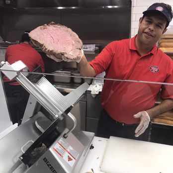 Jersey Mike's Subs - Angus Top Round, cooked and sliced right in store. This is the manager for the new Wailuku location. He sliced some extra pieces for us - Sandwiches Near Me - Wailuku, Hawaii
