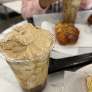 Confections - Iced caramel macchiato with salted caramel whip - Coffee & Tea Near Me - Suwanee, Georgia