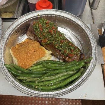 Aqua - My strip with a house chimichurri and scalloped potato - Seafood Near Me - Clinton, Connecticut
