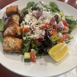 Mediterranean Greek Salad with Salmon