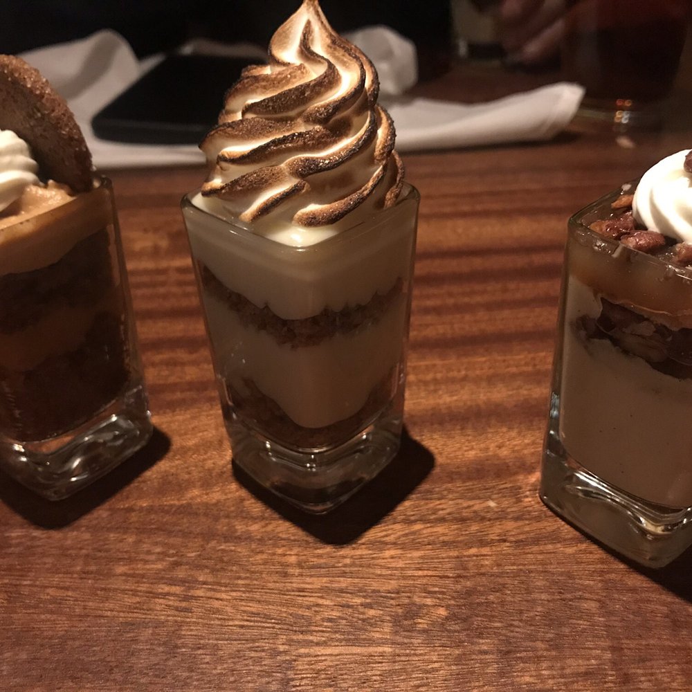 Seasons 52 - L-R dessert shooters: Pumpkin, key lime, pecan - New American Near Me - Bridgewater, New Jersey Seasons 52 - L-R dessert shooters: Pumpkin, key lime, pecan - New American Near Me - Bridgewater, New Jersey