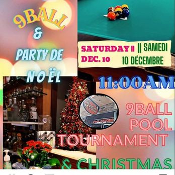 Pub Cousi - a pool table and a christmas tree - Pubs Near Me - Sainte-Anne-de-Bellevue, Quebec