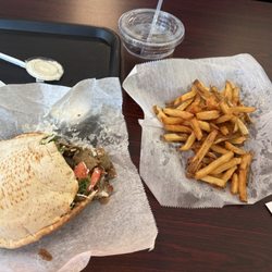 Sam's Kabab Gyro - Sandwich combo: Gyro pita pocket, fries, and a beverage.