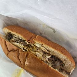Philly Cheesesteak with egg over medium