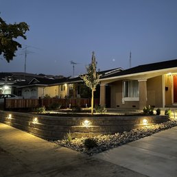 Front yard retaining wall and lights Front yard retaining wall and lights