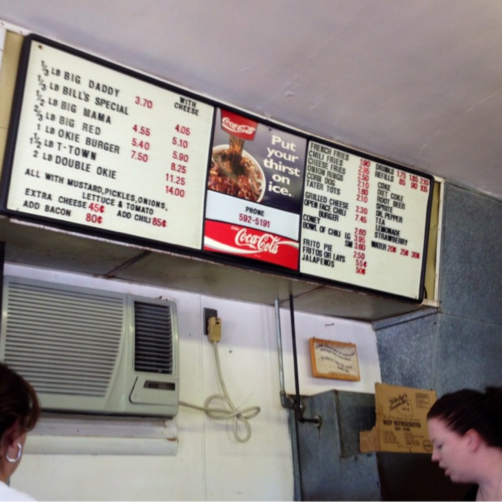 Bill's Jumbo Burgers - Menu board inside - Fast Food Near Me - Tulsa, Oklahoma Bill's Jumbo Burgers - Menu board inside - Fast Food Near Me - Tulsa, Oklahoma