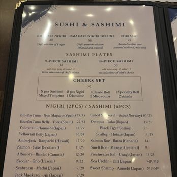 Kanpai Sushi - Sushi and Sashimi menu as of 6/19/26 - Japanese Near Me - Pismo Beach, California