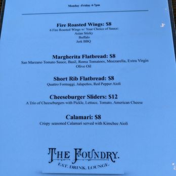 The Foundry - Happy hour menu - Lounges Near Me - Pompano Beach, Florida The Foundry - Happy hour menu - Lounges Near Me - Pompano Beach, Florida