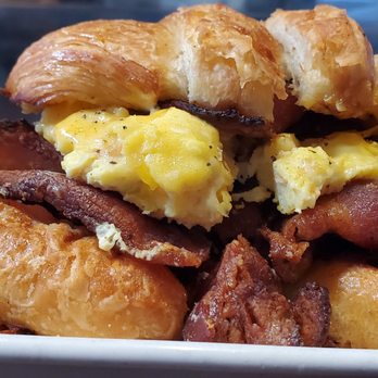 Yonkers Cafe - Eggs fluffy boars head bacon on a croissant on point - Coffee & Tea Near Me - San Francisco, California Yonkers Cafe - Eggs fluffy boars head bacon on a croissant on point - Coffee & Tea Near Me - San Francisco, California