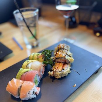 Sushi Hana - Rainbow Roll (left) and TNT roll (right - no cream cheese) - Sushi Bars Near Me - Charlotte, North Carolina Sushi Hana - Rainbow Roll (left) and TNT roll (right - no cream cheese) - Sushi Bars Near Me - Charlotte, North Carolina
