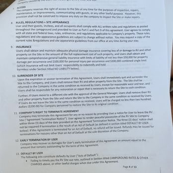 Lost Acres RV Park - Contract showing #11 they can kick you out for any reason - RV Parks Near Me - Monticello, Indiana Lost Acres RV Park - Contract showing #11 they can kick you out for any reason - RV Parks Near Me - Monticello, Indiana