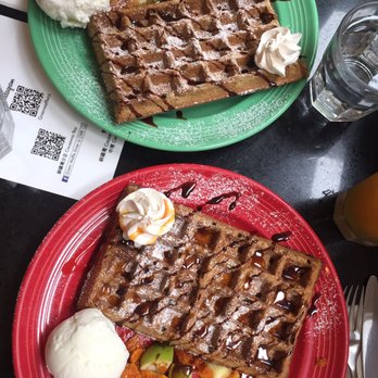 Green Waffle Diner - The Carmel apple waffle and the Banana combo waffle. Both done Gluten free!!!! - American Near Me - Hong Kong, HK Green Waffle Diner - The Carmel apple waffle and the Banana combo waffle. Both done Gluten free!!!! - American Near Me - Hong Kong, HK
