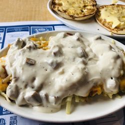 Covered and Smothered Hash Brown with Buttered English Muffin