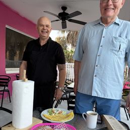 Chef and happy customer. Chef and happy customer.