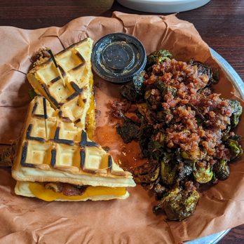 Jimmy Madison's - Wafflewich with Brussell sprouts.
(Picture from July 2023.) - Southern Near Me - Harrisonburg, Virginia Jimmy Madison's - Wafflewich with Brussell sprouts.
(Picture from July 2023.) - Southern Near Me - Harrisonburg, Virginia