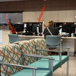 Salinas Valley Imaging Center - Red arrow shows where we sat and where the receptionist sat
