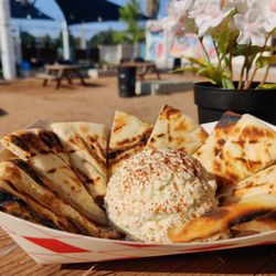 MyKuzina - Fire feta cheese dip (tyrokafteri) with pita bread.