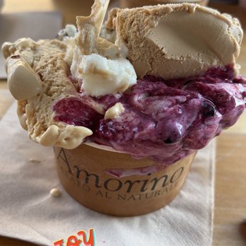 Amorino Gelato - 3 flavors: pistachio ( mawardi sublime), blueberry cheesecake, and Sri Lankan coconut. - Desserts Near Me - Fort Worth, Texas Amorino Gelato - 3 flavors: pistachio ( mawardi sublime), blueberry cheesecake, and Sri Lankan coconut. - Desserts Near Me - Fort Worth, Texas