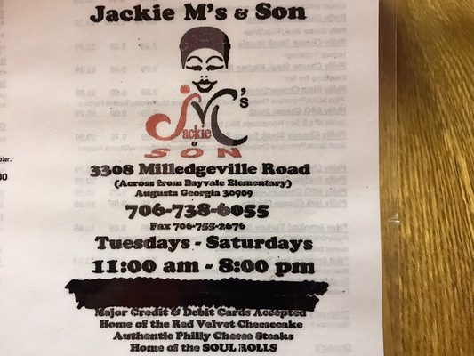 Menu photo 8 Jackie M's & Son Augusta, GA