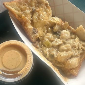 Loretta's Authentic Pralines - Inside crab beignet - Candy Stores Near Me - New Orleans, Louisiana