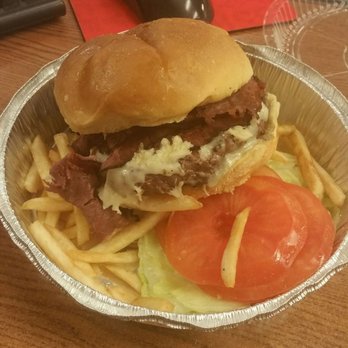 Harry's Hilltop - Pastrami beef burger with swiss deluxe - Delis Near Me - Williston Park, New York Harry's Hilltop - Pastrami beef burger with swiss deluxe - Delis Near Me - Williston Park, New York