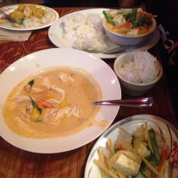 East West Cafe - Red Curry with steamed tofu and Mango Curry with chicken. - Thai Near Me - Burlington, Vermont East West Cafe - Red Curry with steamed tofu and Mango Curry with chicken. - Thai Near Me - Burlington, Vermont
