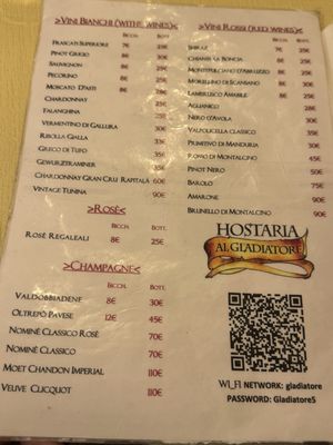Menu photo 4 Hostaria al Gladiatore Rome, RM Menu photo 4 Hostaria al Gladiatore Rome, RM