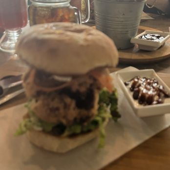 Mr & Mrs Bun - Boneless BBQ Chicken Wing Sandwich (bad photo!) - Peruvian Near Me - Miami, Florida Mr & Mrs Bun - Boneless BBQ Chicken Wing Sandwich (bad photo!) - Peruvian Near Me - Miami, Florida