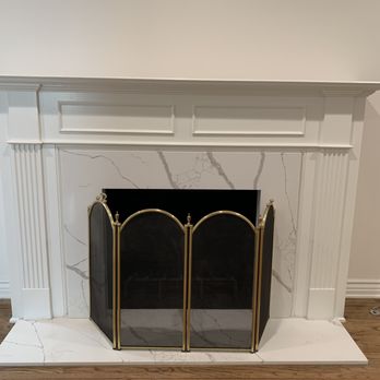 Four Seasons Builders - Fireplace-AFTER, beautiful marble-look quartz - General Contractors Near Me - Burbank, California