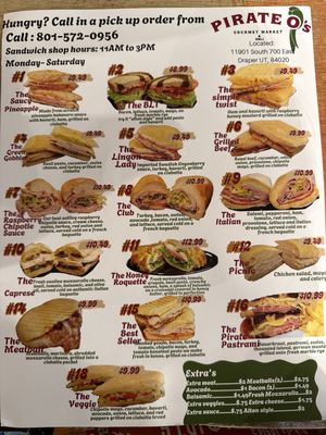 Menu photo 1 Pirate O's Draper, UT