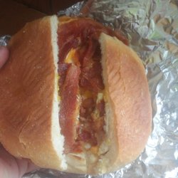 Best bacon, egg & cheese around. Nice thick cut bacon piled on. For only $3!