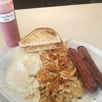 Chomper Cafe - Eggs & hash browns w/german sausage, sourdough toast, homemade jam. Called the Chomper Special & comes with choice of meats, potatoes, toast - Cafes Near Me - Hayden, Idaho Chomper Cafe - Eggs & hash browns w/german sausage, sourdough toast, homemade jam. Called the Chomper Special & comes with choice of meats, potatoes, toast - Cafes Near Me - Hayden, Idaho