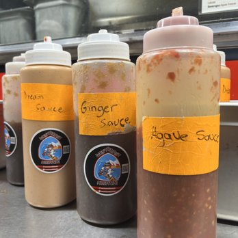 West Coast Hibachi - a variety of sauces - Food Trucks Near Me - Costa Mesa, California