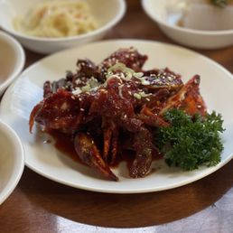 Raw crab marinated with hot sauce (YangNyeom GeJang) Raw crab marinated with hot sauce (YangNyeom GeJang)